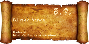 Binter Vince névjegykártya